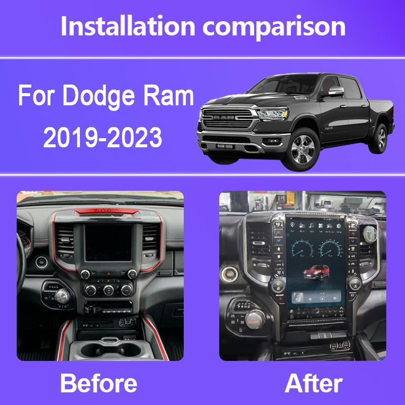 8+128 ГБ Android 12 Автомагнитола Для Dodge Ram 1500 2500 3500 2019-2023 Carplay Android Auto 4G Автомобильный мультимедийный плеер GPS QLED
