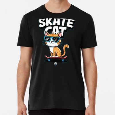 Смешная футболка с дизайном 'Skate Cat Skateboard' S-5XL Лучшая футболка