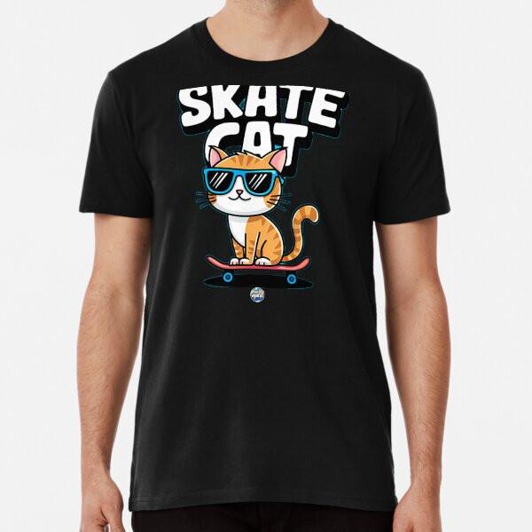 Смешная футболка с дизайном 'Skate Cat Skateboard' S-5XL Лучшая футболка