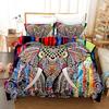 Bohemian Elephant Duvet Cover Set Boho Tribal Exotic Polyester Comforter Cover for Men Women Kids 3D Elephant Life Tree Printed