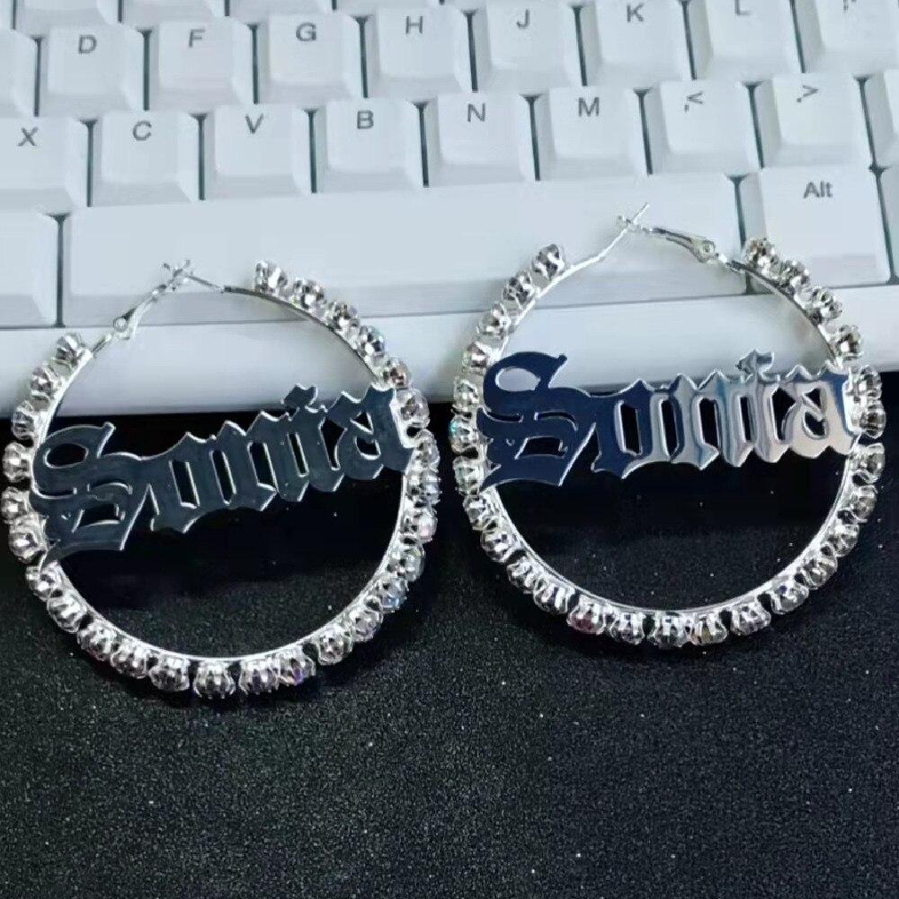 Lateefah Customed Jewelry Цирконий Большие Серьги Для Женщин Девочек Сексуальные Серьги-Кольца Персональные Индивидуальные Именные Серьги Тенденция