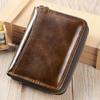 Genuine Leather Coin Purse Men Zip Anti-theft Brush Card Bag Driving Licence Head Layer Cowhide Vintage Wallet Man