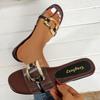 Fashion Women Large Size Fashionable Sandals and Slippers New Summer Style Flat Bottomed Metal Strappy Sandals for Women