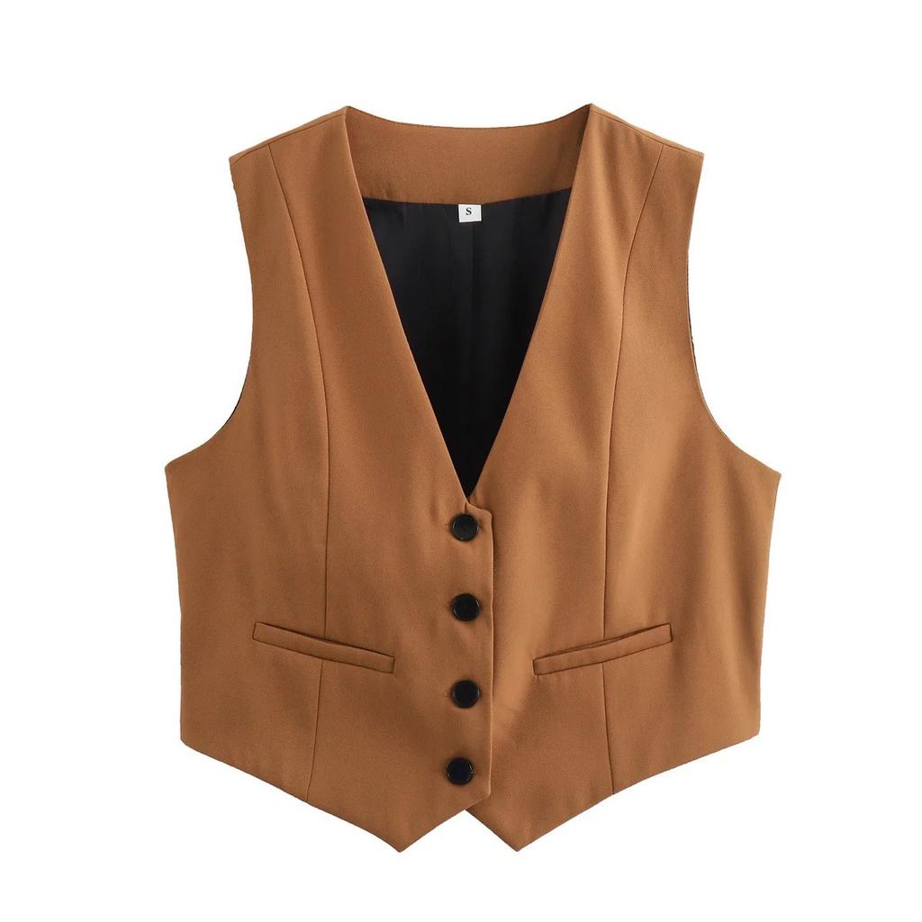 Women's Vest Black White Cropped Vest Top Women V Neck Sleeveless Vest Woman Fashion Working Summer Suit Vest Short Coats