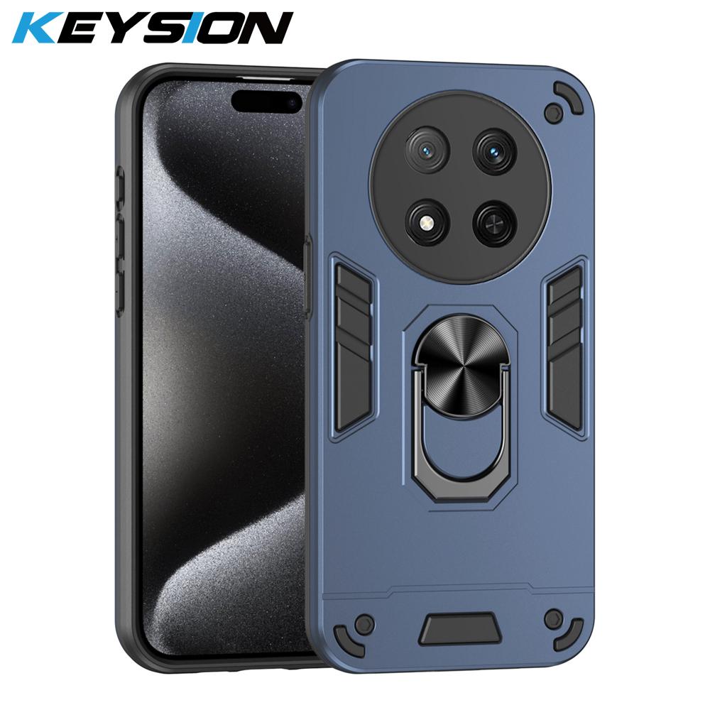 KEYSION Противоударный защитный чехол для HONOR X9c 5G Мягкий силиконовый чехол + PC Ring Stand для задней панели телефона Huawei Honor Magic 7 Lite 5G