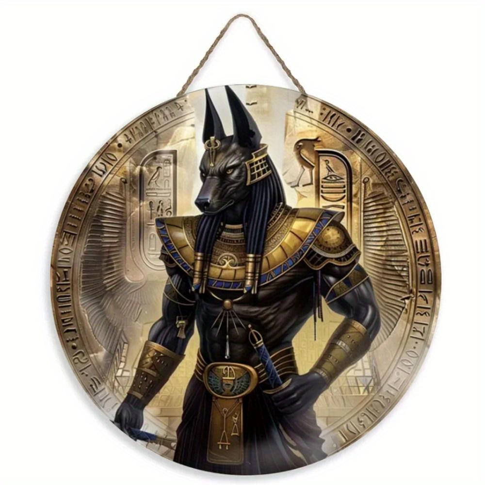 1pc 2d Flat Wood Vintage Egyptian Round Wooden Sign - 20cm Egyptian Mysterious Theme Sign Suitable for Home, Cafe, Apartment, Etc. - Festival, Lover