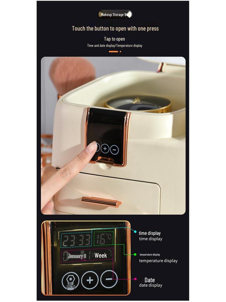 Высококлассное светодиодное зеркало, косметический органайзер для хранения средств по уходу за кожей и демонстрации помад