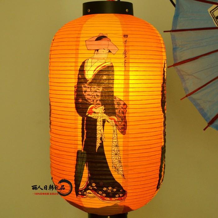 Japanese Ukiyo-e Beauty Paper Lantern, Floating World Art Restaurant Decor