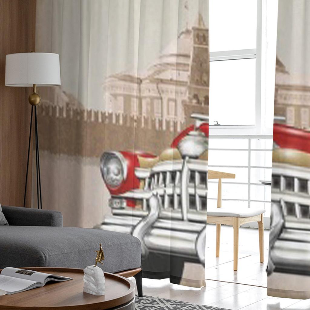 Московский винтажный постер, прозрачные тюлевые оконные шторы для гостиной, спальни, современная шифоновая вуаль, занавески из органзы, декор, шторы