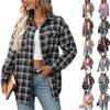 Women's Casual Fashion Loose Plaid Pocket Shirt Long Sleeve Tops