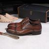 Men'S Leather Shoes Fashionable High-End Classic Three-Joint Derby Shoes Cowhide Lace-Up Breathable Gentleman Business Dress Leather Shoes
