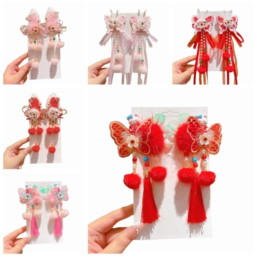 Cute Tassel Hairpin Bow New Year Hair Accessory Hanfu Traditional Chinese Hair Clip Cosplay Events