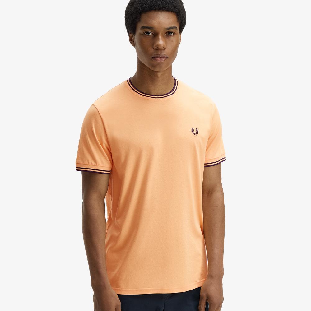 Fred Perry [Sharp] Футболка с двойным принтом - Персиковый/Французский темно-синий Afpm2611588-82B
