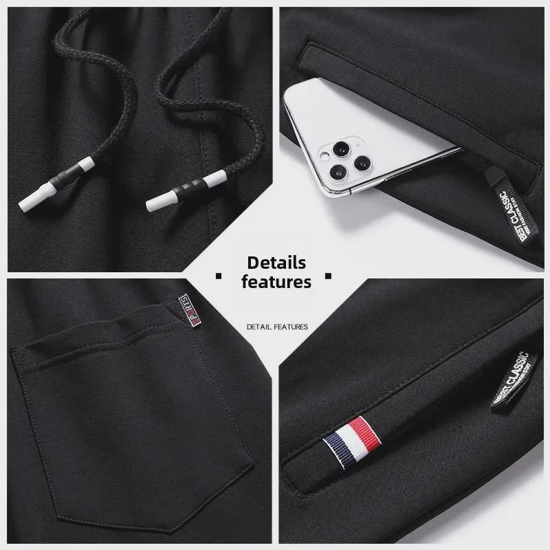 Спортивные брюки из хлопка с эластичной талией для папы среднего и пожилого возраста — свободные, бархатные, большого размера