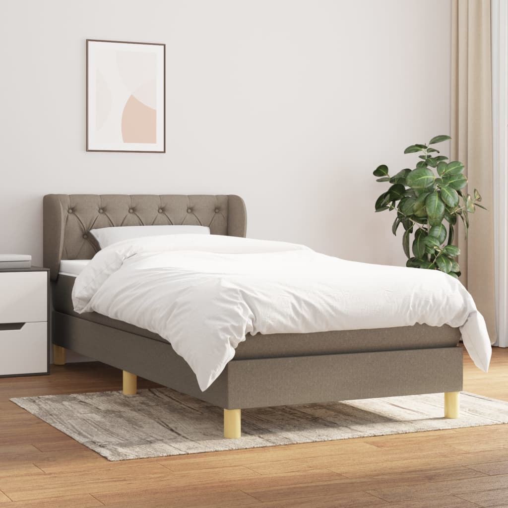 Vidaxl Łóżko Kontynentalne Z Materacem, Taupe, Tkanina, 80X200 Cm