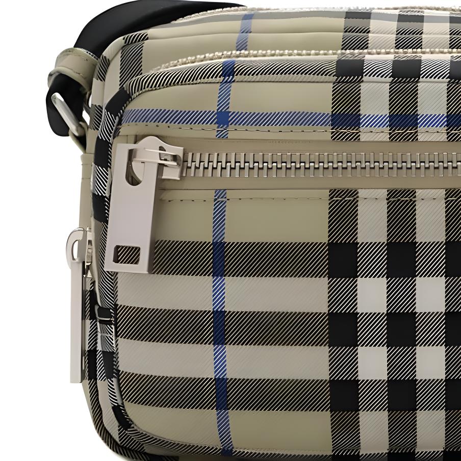 Burberry Сумка через плечо на молнии, клетчатая, из полиэстера и полиуретана, мужская, цвет мшисто-зеленый 81203641
