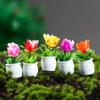 1 Set Mini Potted Plant Statue Eye-catching DIY Resin Micro Landscape Mini Flower