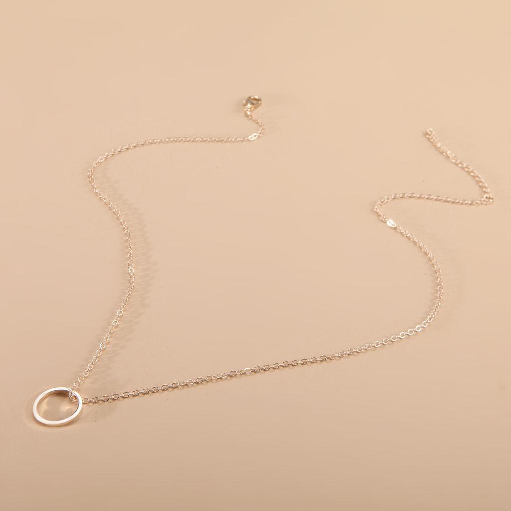 Модное ожерелье с подвеской в виде круга на модной сплавной цепочке - Модный корейский стиль