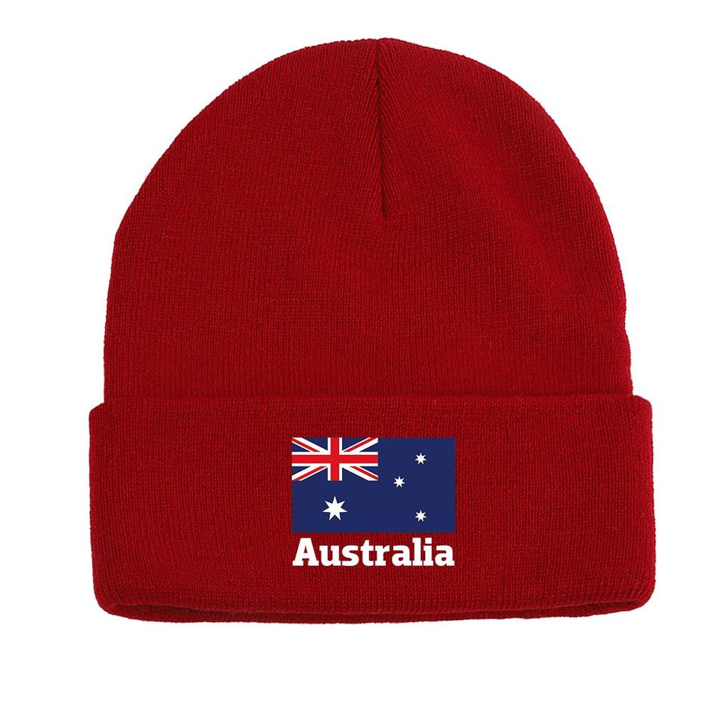Вязаная шапка бини с принтом национального флага Австралии, патриотическая шапка-бини с отворотом, в стиле хип-хоп, с помпоном, вязаная шапка бини
