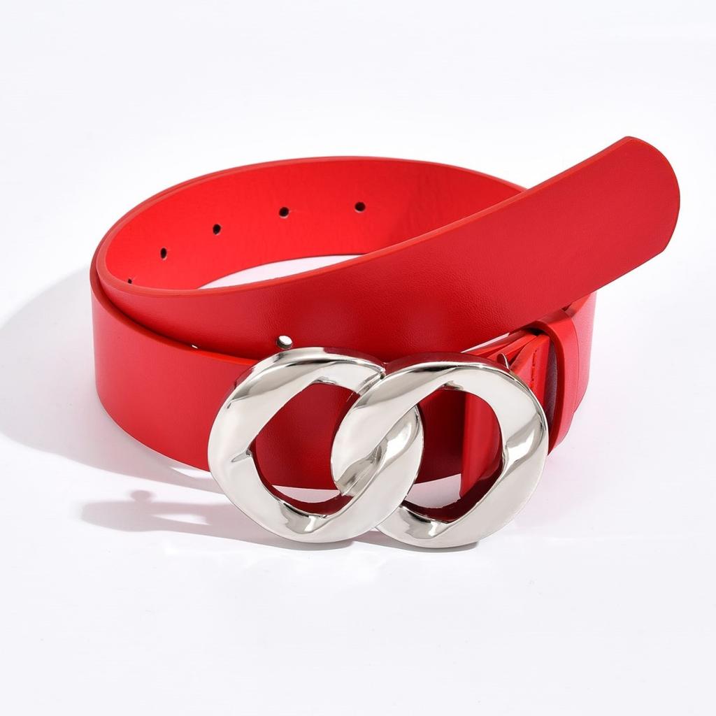 Новый черный гладкий ПУ ремень с пряжкой-цепочкой с двойной петлей — универсальный ремень для женщин