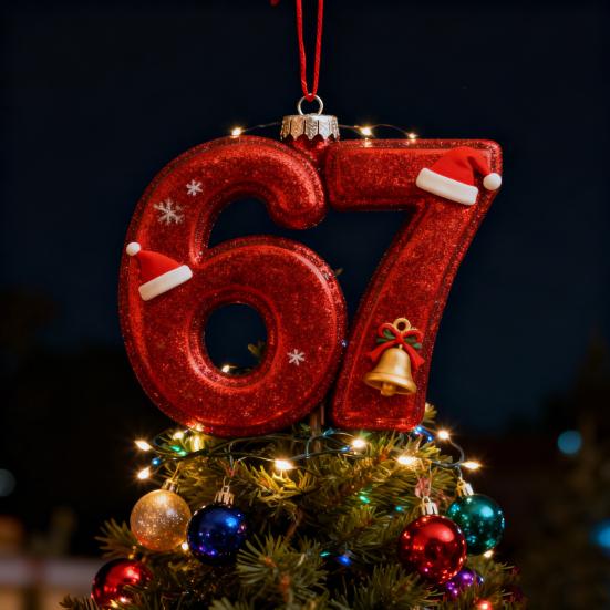 67 Christmas Ornament 2D Flat Funny Six Seven Meme Christmas Decoration Gifts for Teens Adults Humor Lovers