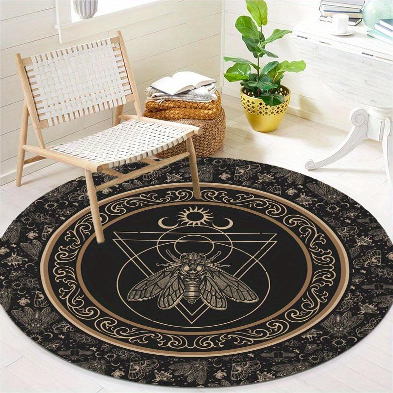Moth Witch Magic Round Rug Nonslip Area Rug Office Chair Mat Carpet For Living Room Bedroom Home Decor