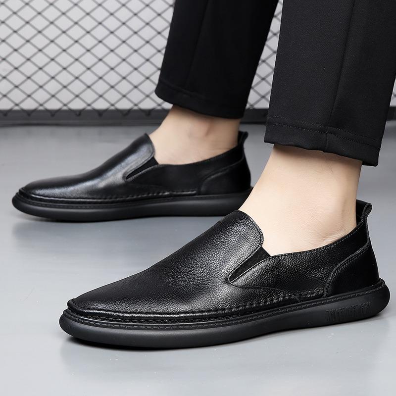 Мужские туфли с одной педалью, весенние, маленькие белые туфли, кожаные, универсальные, дышащие, мужские туфли Doudou, повседневные, мягкие, кожаные, белые, ленивые туфли