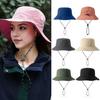 Unisex Fisherman Hat Large Brim Windproof Chin Strap Anti-UV Sunlight Protection Quick Dry Great Breathability Outdoor Fishing Travel Cap