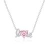 Ожерелье Love Love женское легкое роскошное нишевое дизайнерское Sense Sweet Pink Zircon Love Heartbeat Clavicle Chain из нержавеющей стали