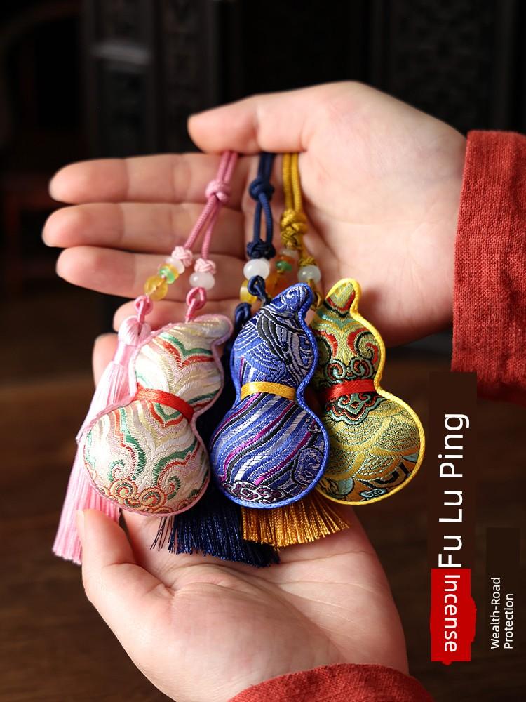 Country Chinese Ancient Style Dragon Boat Festival Fu Lu Gourd Sachet Perfume Bag Car Pendant Pendant Small Gift Embroider Birth Year Pouch