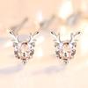 One Deer Has You S925 Sterling Silver Simple Earrings with Diamonds, Small Fresh Deer Earrings Female