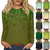 Женская повседневная повседневная рубашка с длинным рукавом. Топ с круглым вырезом и принтом ко Дню Святого Патрика
