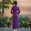 Autumn and winter new velvet thickened long cheongsam mother dress Xi mother-in-law return home slim wedding dress dress