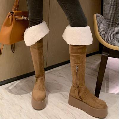 Женские высокие сапоги на толстой подошве для снега, новые универсальные сапоги-трансформеры 2025 года, женские маленькие ботфорты