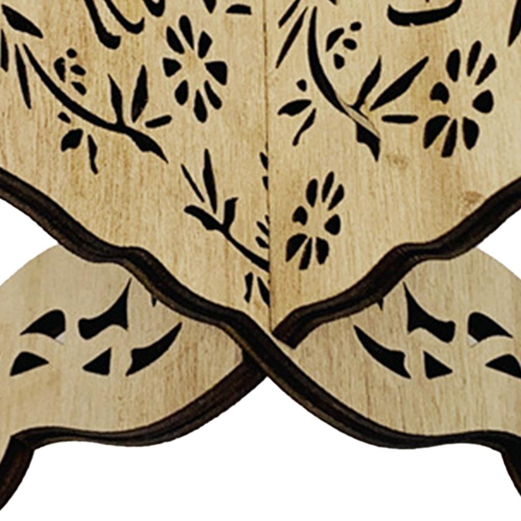 Muslim Book Holder Exquisite Engraving Beautiful Polished Wooden Folding Book Stand for Offices Living Rooms Type 1
