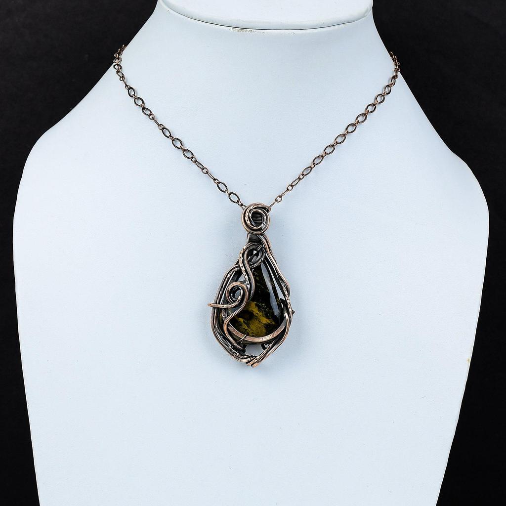 Драгоценный камень Pietersite из чистой медной проволоки, обернутый кулоном ручной работы, ювелирные изделия для нее