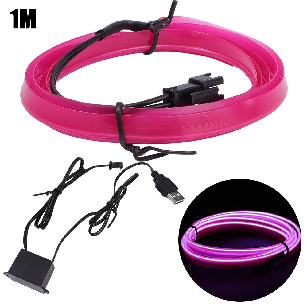 Полоска окружающего света для салона автомобиля, оптоволоконная атмосфера, неоновые светодиодные фонари, USB-вечеринка, декоративные лампы, полоска, авто, DIY, окружающий свет