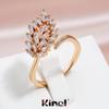 Kinel Sparking Zircon Leaf Shape Ring For Women Size Adjustable Rose Gold Color Open-ended Ring