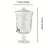 High Quality 2-Gallon Large Capacity Clear Glass Beverage Dispenser with Elegant Embossed Design - Perfect for Home Decor
