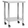 VidaXL Kitchen Work Table with Wheels 80x30x85 Cm Stainless Steel