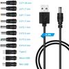 USB To DC Port 5V Charging Cable Power Cord 5.5*2.1mm W/11 Sizes Connector Plugs