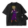 Dragon Ball Z Стиранная Оверсайз Футболка Хлопок Короткий Рукав Мужская Женская Свободная Большая Повседневная Спортивная Футболка для Фитнеса Мужская Одежда в Стиле Харадзюку