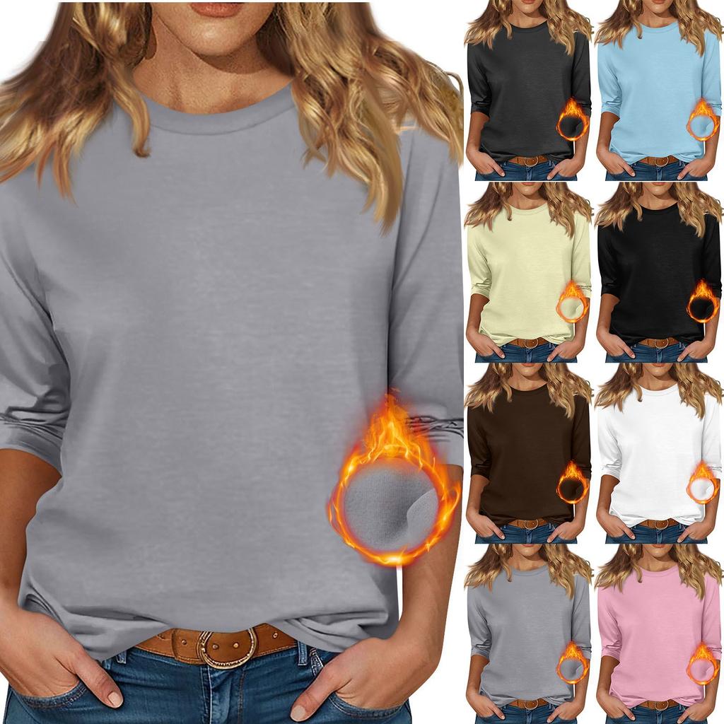 Женская бархатная рубашка с круглым вырезом и рукавом 3/4, верхняя одежда