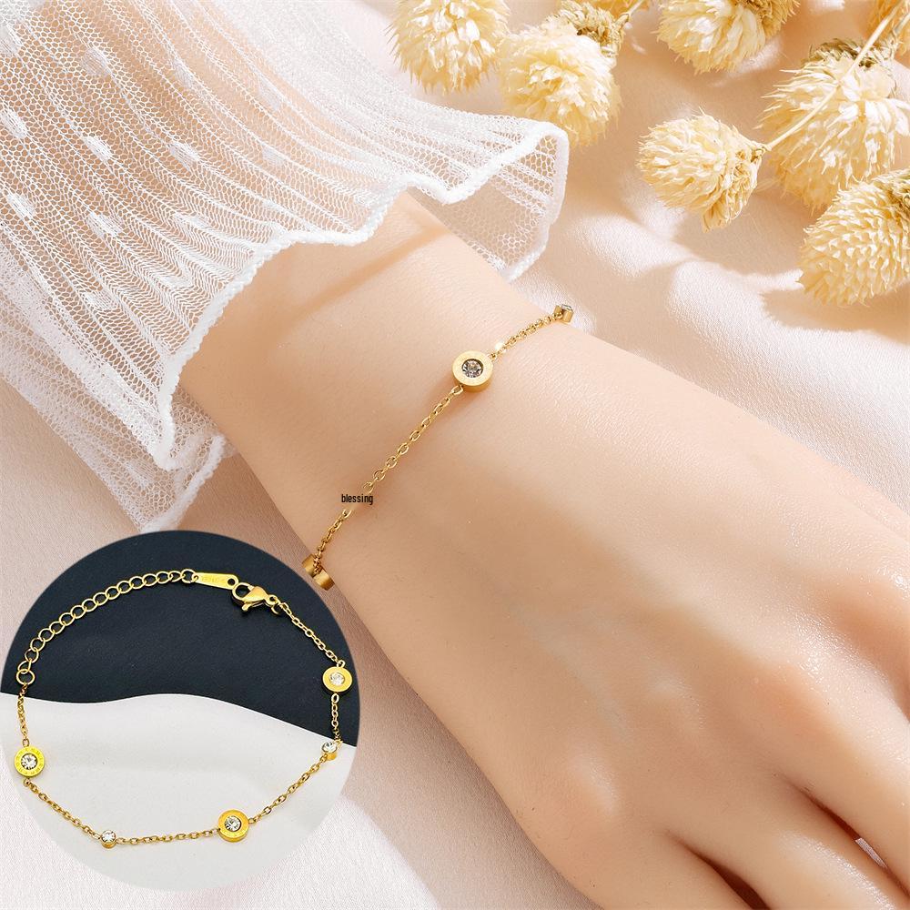 Meichen 18k Gold Non-Fading Titanium Steel Women's Fashion Bracelets - Simple, Versatile, Trendy European and American Style.