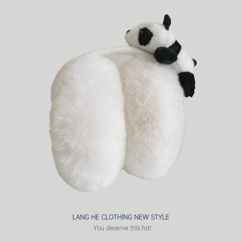 Женские милые плюшевые наушники «Панда» — теплые, непромокаемые, ветрозащитные наушники для осени и зимы 2024 г.