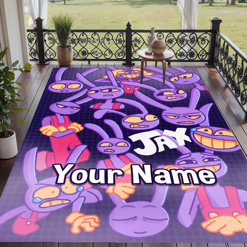 Custom Name Jax Crystal Velvet Floor Rug Personalized Text Soft Carpet Home Decor