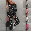The Style of Europe and The United States Women's Letters Printed Long-sleeved Pants Casual Suit