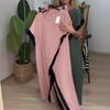 2025 Plus Size Colorblock Patchwork Loose Long Dress Set