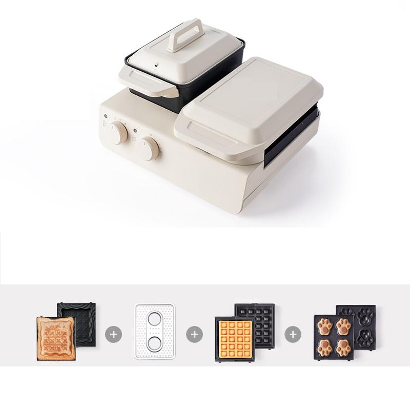 220 В бытовая электрическая вафельница 4 в 1 с антипригарным покрытием для домашнего завтрака, машина для выпечки хлеба и тортов, сковорода с 3 пластинами