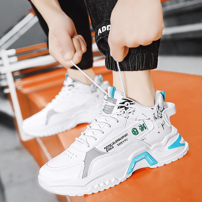 Fashion New High-top Sports Men Trend Joker Small White Shoe Increase Leisure Running Tennis Zapatillas Autumn Shoes Sneakes